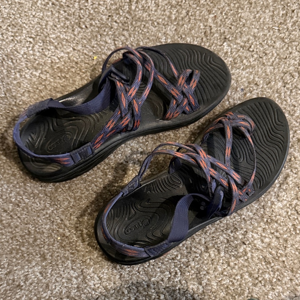 Chaco Black and Red Strappy Sandals